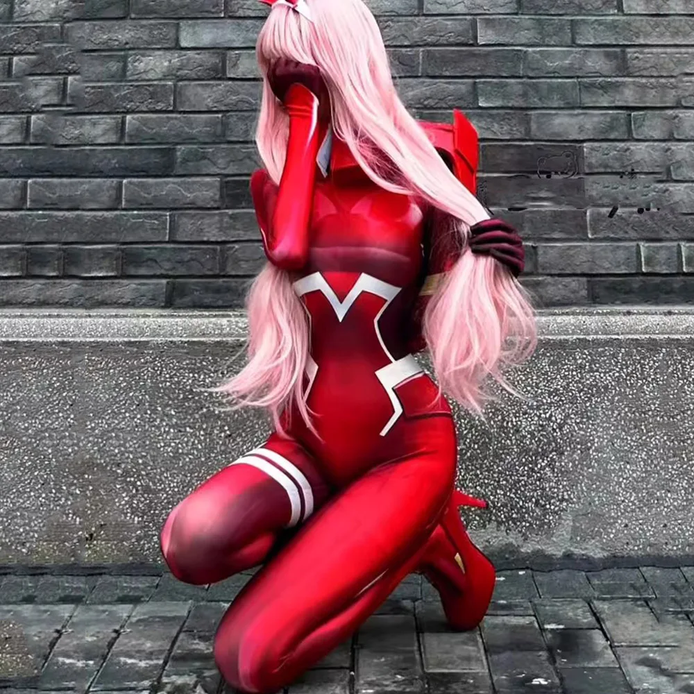 

Sexy EVA jumpsuit Zerotwo02 Cos suit Women's tight fitting suit Zero Two Cospplay Costume Pink COSPLAY Darling In The Franxx 02