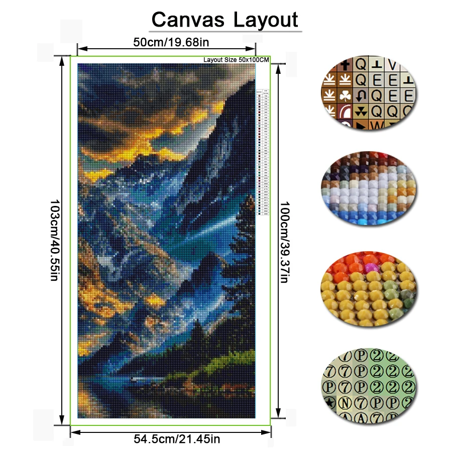 Diy Diamond Arts Painting Kits Large Size Mountain And Lake Scenery Full Drill Mosaic Embroidery Landscape Picture Wall Decor