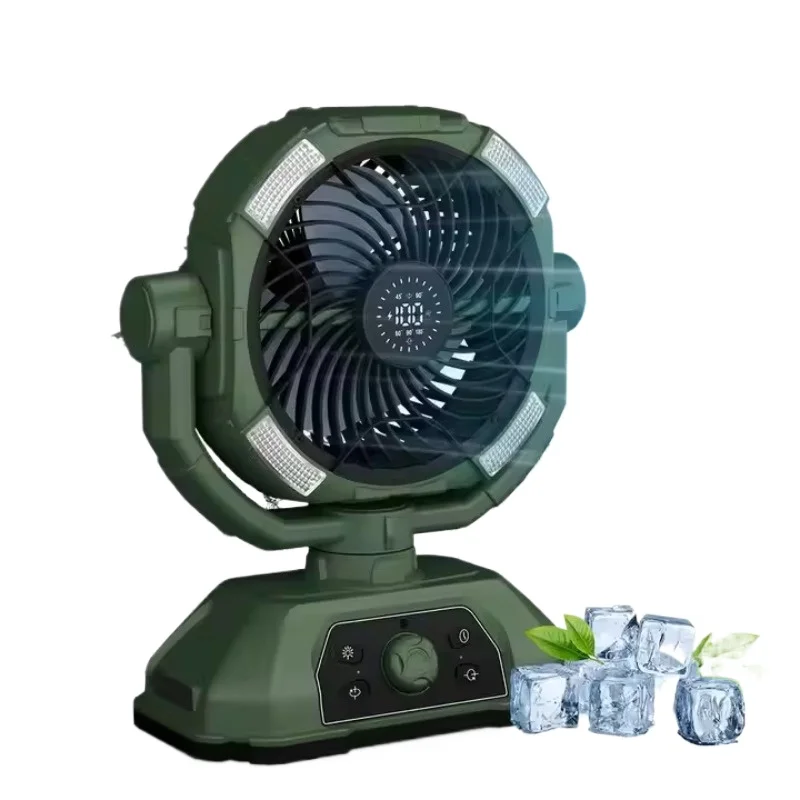 Rechargeable Outdoor Fan 20000mAh Battery Operated USB Portable Ventilador Desk Fan 100 Speeds Camping Fan With Led Lamp