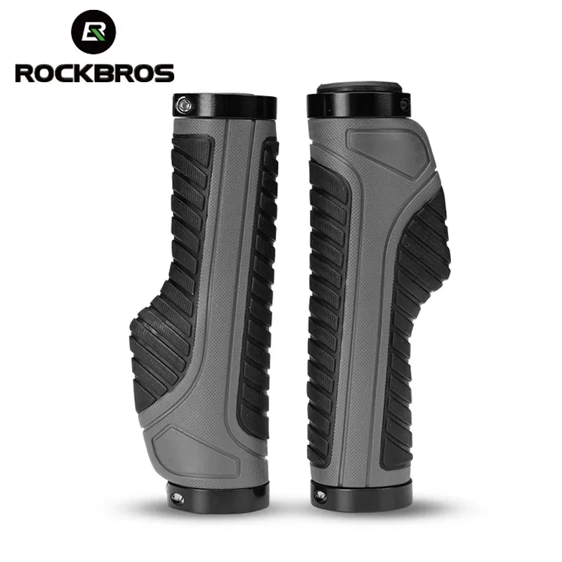 2024 New ROCKBROS Bicycle Grips MTB Road Bike Double Lock Rubber Handlebar Grips Anti-Skid Shock-Absorbing Bike Grips Handlebar