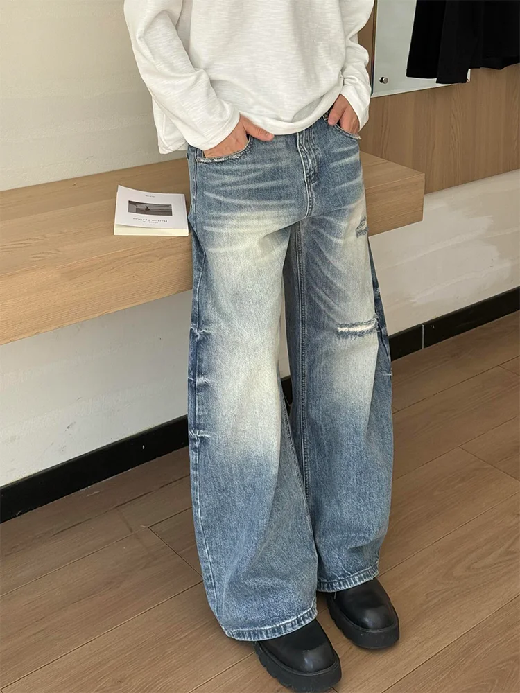 

High Waist Wide Leg Jeans Women Loose Fit Distressed Washed Denim Pants Autumn Casual Comfortable plus Size