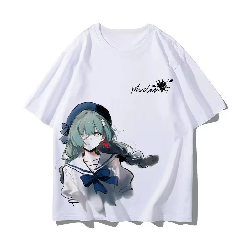 Phrolova Wuthering Waves Graphic Washed Cotton T‑shirt Unisex Game 3D Anime Cartoon Harajuku Short Sleeve Streetwear Casual Tops