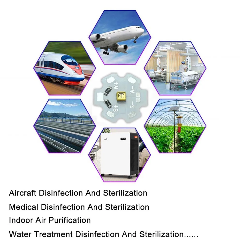 Chips LED ultravioleta de alta calidad, de 20mm placa PCB, módulo de desinfección LED, DC12V, 24V, UVC 265-280NM + UVA 395-415NM, SMD 3535