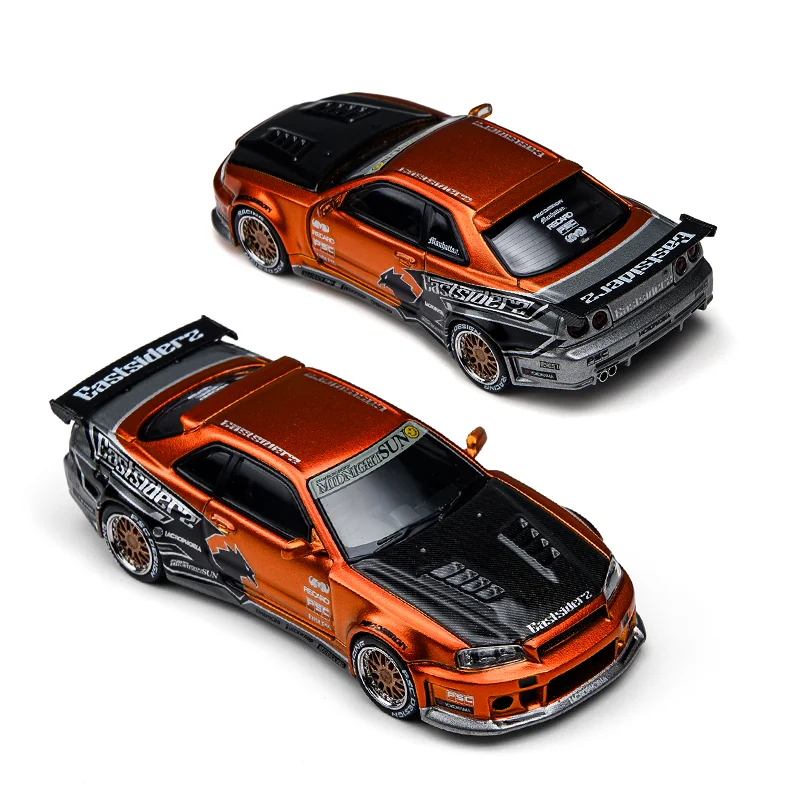 TimeMicro1:64 R34 Eastsiderz Tribute Druckguss-Legierungsautomodell Realistisches Mini-Hypercar-Diorama Sammlerstück Hobby-Ornament