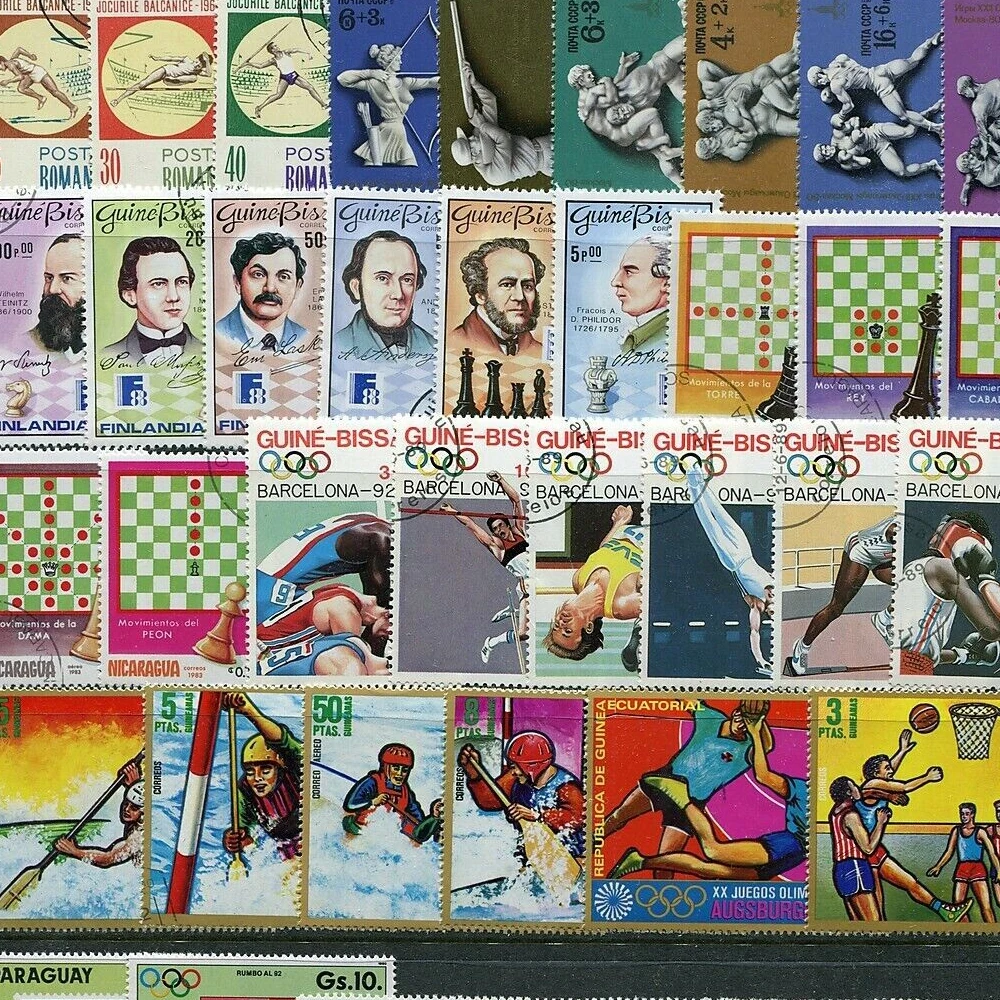 100 PCS/Lot Sports Topic Stamps World Original Postage Stamp with Postmark Good Condition Collection No Repeat