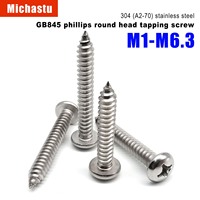 10/50pcs M1 M1.2 M1.4 M1.7 M2 M3 M4 M5 M6 Mini Small 304 Stainless Steel Cross Phillips Pan Round Head Self Tapping Wood Screw