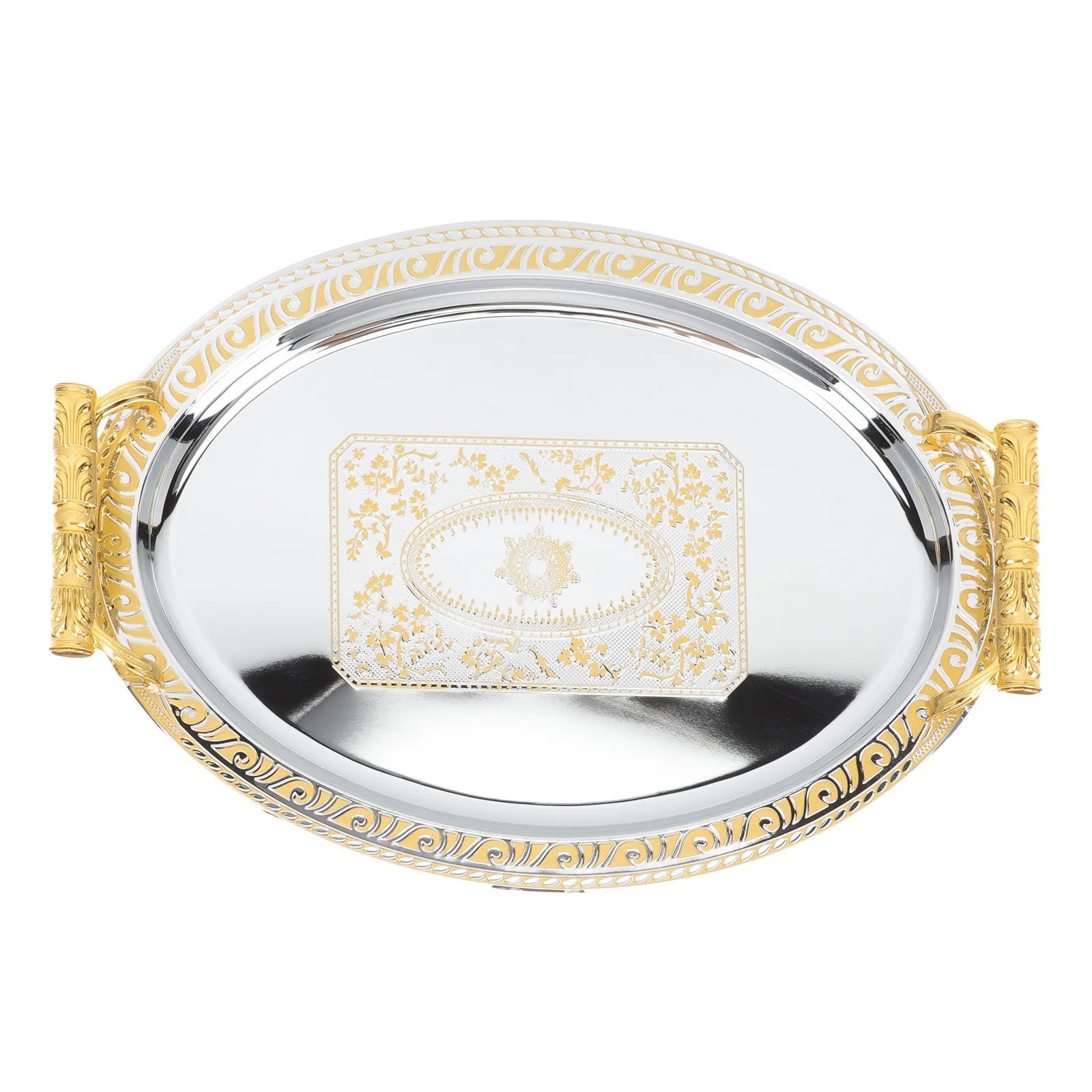 

Stainless Steel Household Fruits Tray Thick Anti-Rust Coffee Table Serving Tray Snacks Dessert Plate European Style