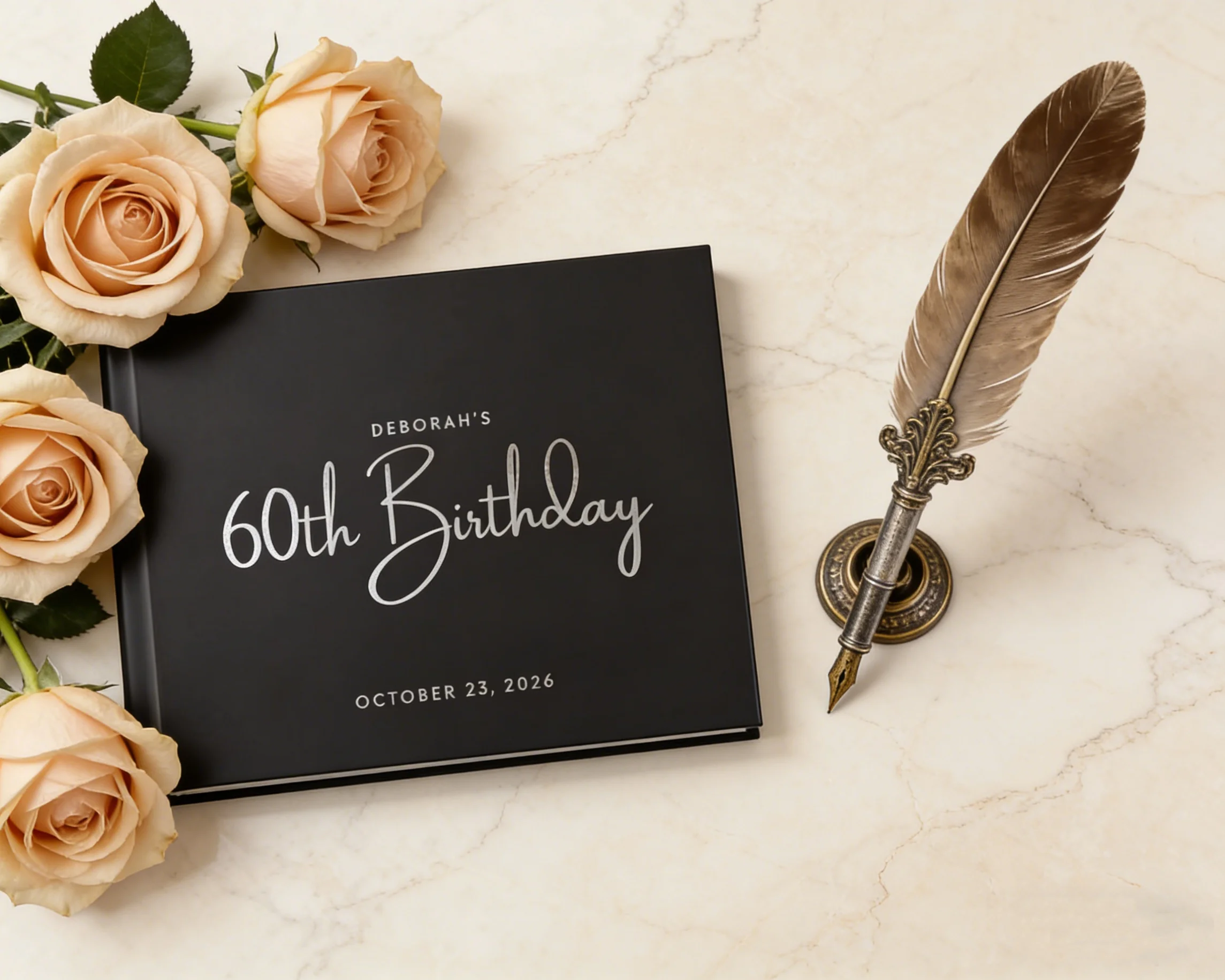 

Персонализированная книга пожеланий на день рождения | Фотоальбом в твердом переплете на заказ | Книга для рукописных подписей на 60-й и другие юбилеи