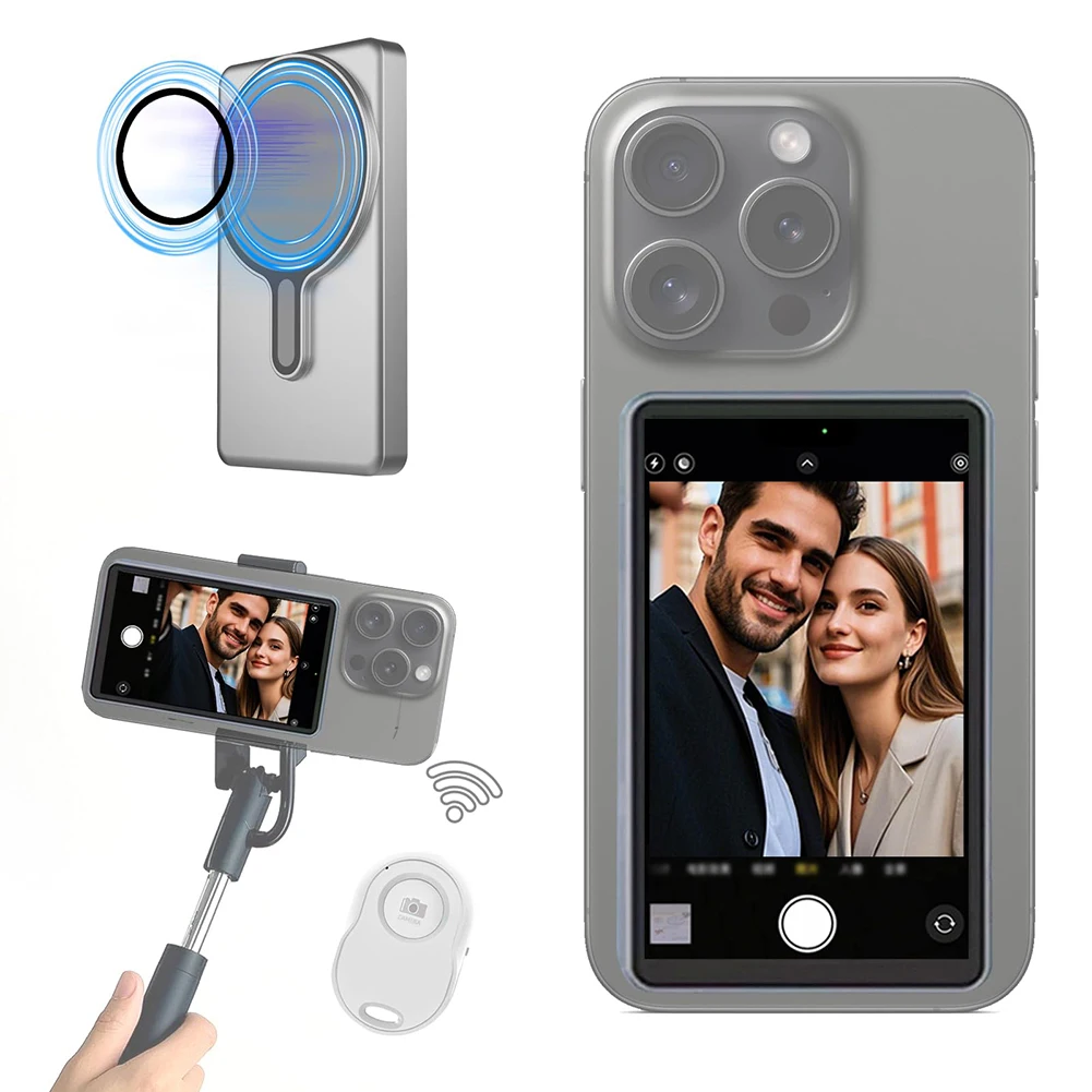 

New Magnetic Phone Selfie Monitor Screen Wireless Rear Camera Selfie Vlog Live Stream Monitor Screen for iPhone Android Phone