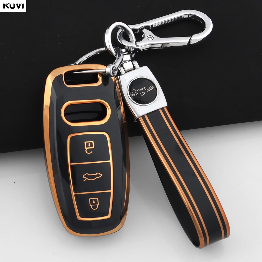 Capa de Chave Inteligente de Carro em TPU Fashion para Audi A3 A4 B9 A6 C8 A7 S7 4K A8 D5 S8 Q7 Q8 SQ8 E-tron, Acessórios de Chaveiro Protetor