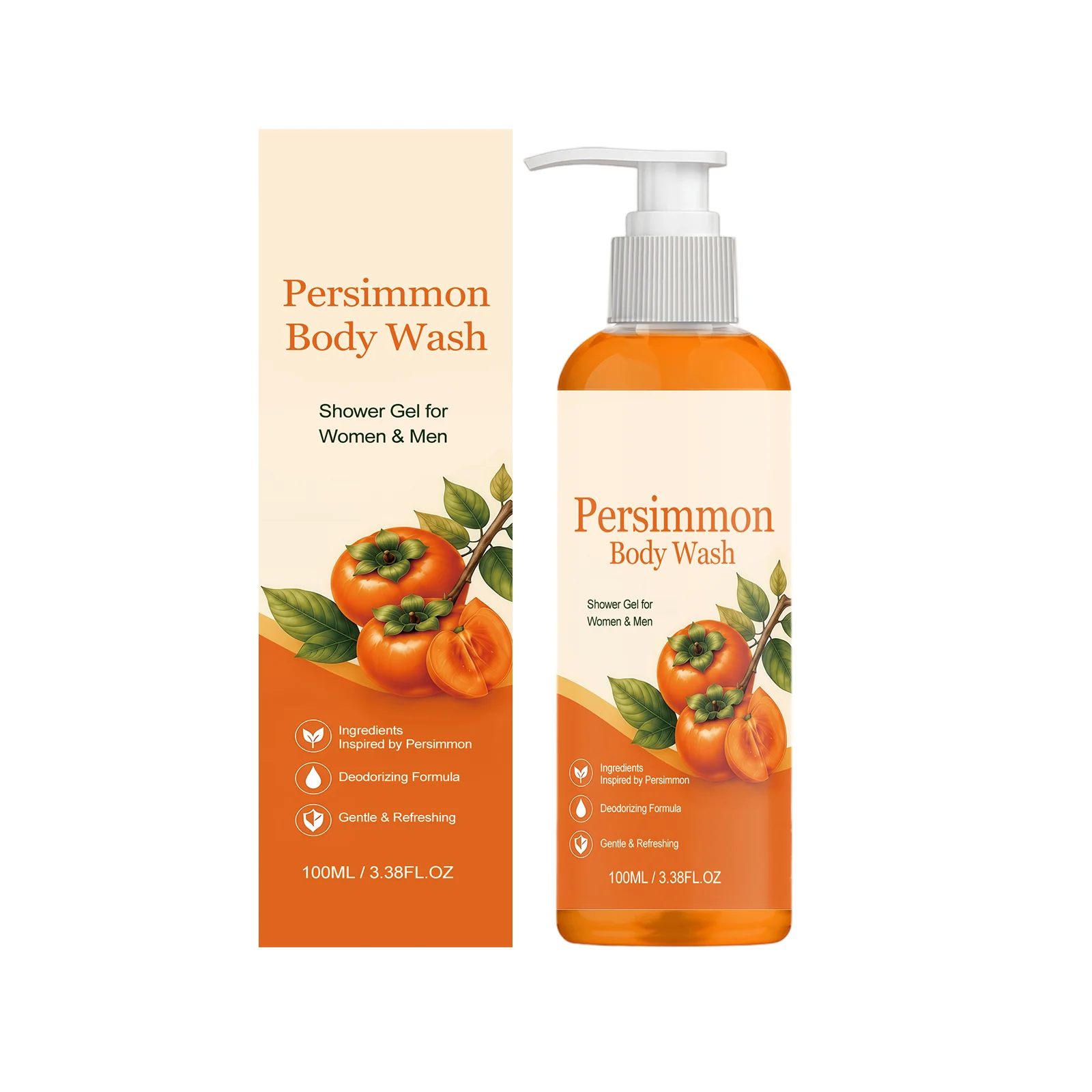 Deodorizing Persimmon Body Wash Dirt Remover Lasting Fragrance Odor Control Skin Brightening Exfoliating Hydrating Shower Gel