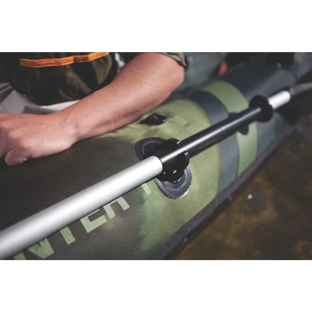 Kayak de pesca inflable con soportes de paleta y caña, asientos ajustables y asa de transporte, Kayak compatible con Motor de arrastre