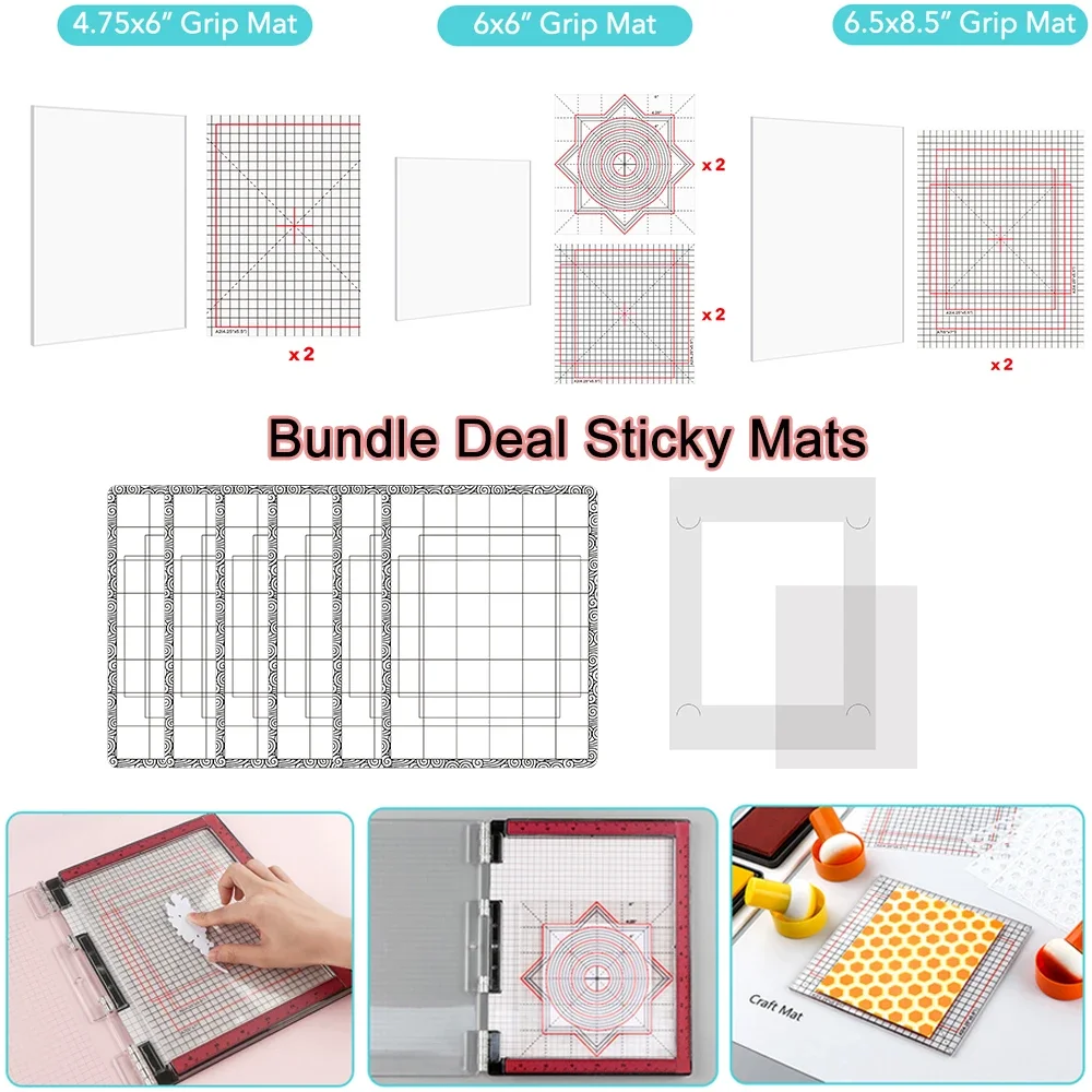 Bundle-Angebote, Photopolymer-Griffmatte, 4,75 x 6/6 x 6/6,5 x 8,5 Zoll, für Stempelpositionierungswerkzeuge, klebrige Matten zum Halten von Schablone und Karton