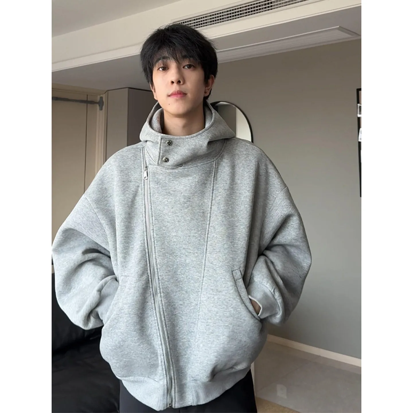 

Original Irregular Hoodie Men's Autumn American Heavyweight Sport Jaet Casual All-Match Open Cardigan Outerwear