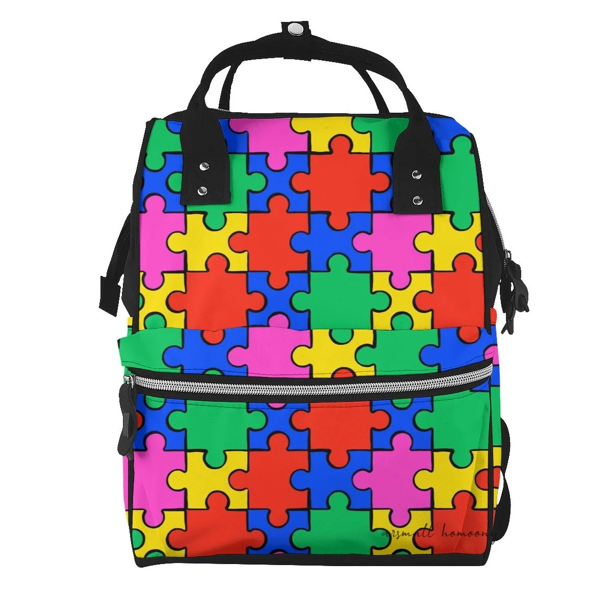 

Puzzle Piece Waterproof Mummy Backpack with Large Capacity for Baby Care, Travel and Outdoor Activities