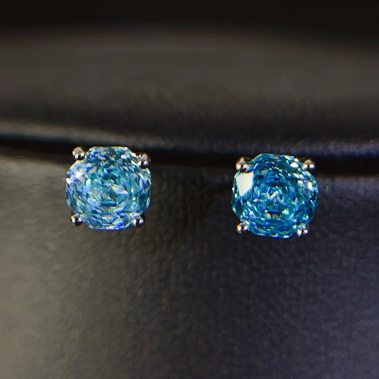 2ct Octagon Rose Cut Morganite Natural Blue Sapphire 925 Sterling Silver Stud Earring for Women Statement Gemstone Fine Jewelry