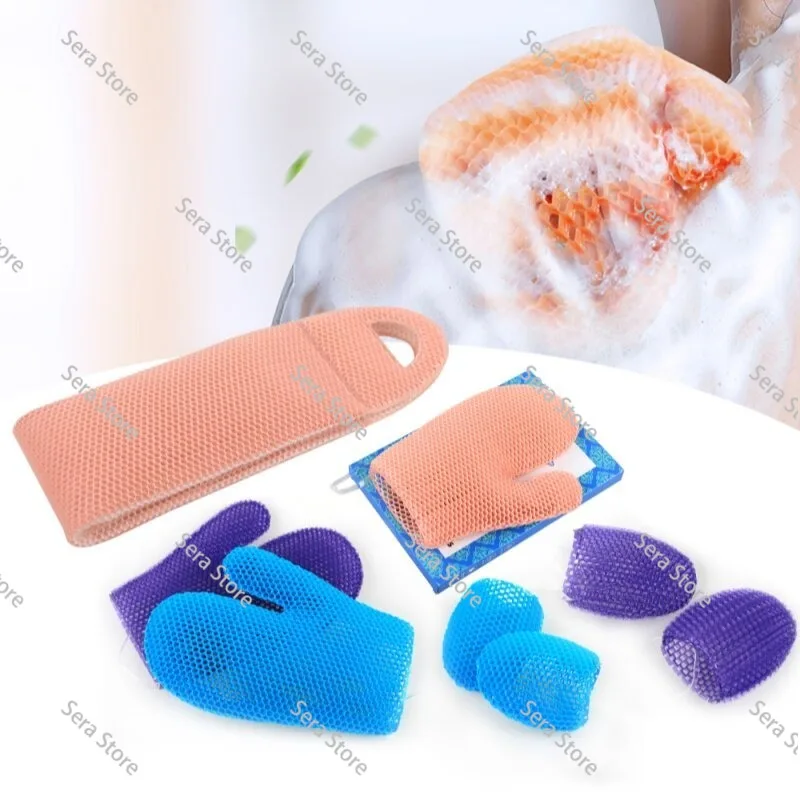 Honeycomb Antibacterial Cleaning Bath Gloves, Exfoliating Bath, Rubbing Bath, Pulling Back Towel, Makeup Remover Finger Cover