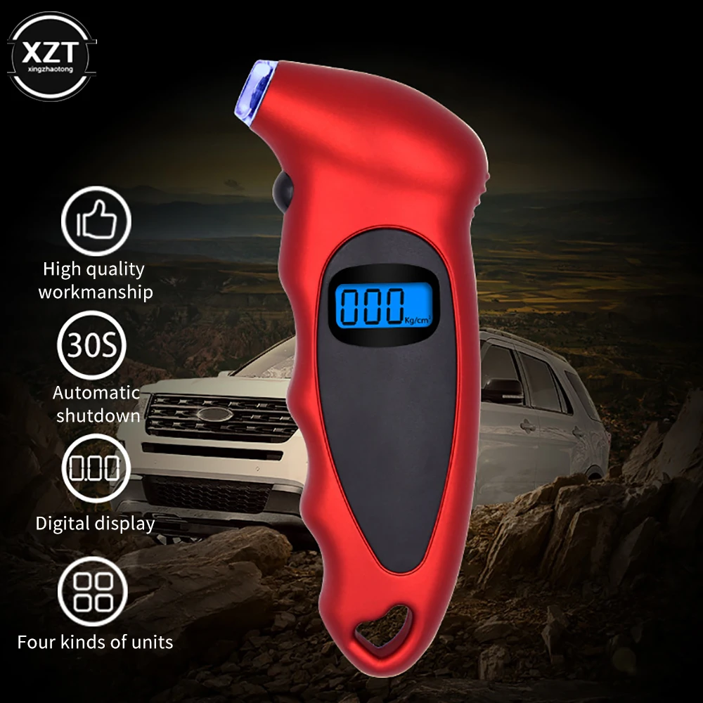 Portable Car Digital LCD Tyre Tire Air Pressure Gauge Tester Tool Car Safety Tool Handheld Tyre Gauge Backlight High Precision