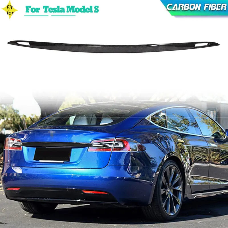 

Carbon Fiber Car Rear Trunk Spoiler Strips Trim for Tesla Model S 70D 90D P100D 2016-2023 Racing Rear Wing Lip Trims Body Kit