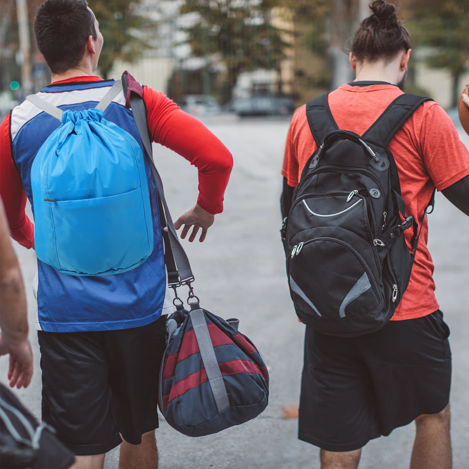 

1pcs Large Drawstring Backpack Oxford Cloth Gym Bag For Sports Swim Volleyball Basketball Women Men Multi-Function Storage Pouch