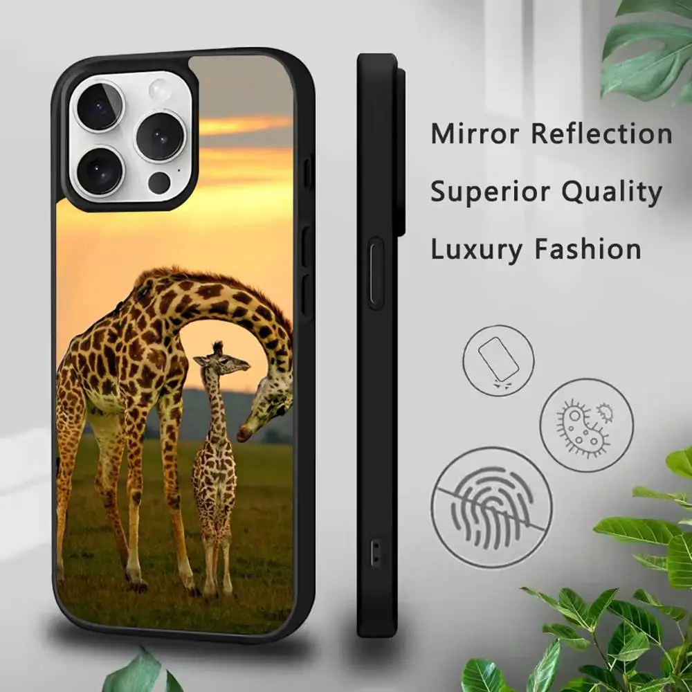 기린 재미있는 동물 아이폰 11,12,13,14,15,16,17,Pro,Max,Plus,Mini,SE4,E 폰 케이스 마그네틱 맥세이프 무선 충전