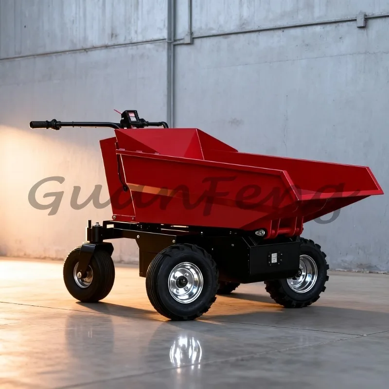500Kg 4x4 Self-loading Small Electric Wheeled Dump Truck,Electric Trolley, Construction Site All-terrain Material Handling Truck