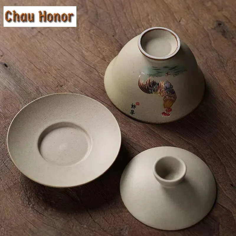 150ml Retro Chickens Tea Tureen Water Mug Tea Bowl Emperor Kung Fu Gaiwan Creative Travel Porcelain Teapot Office Drinkware Gift