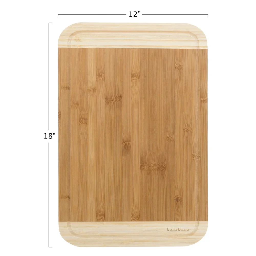 Planche à découper en bambou écologique avec rainures de jus, planche de préparation de cuisine antimicrobienne et antibactérienne, pour trancher et servir