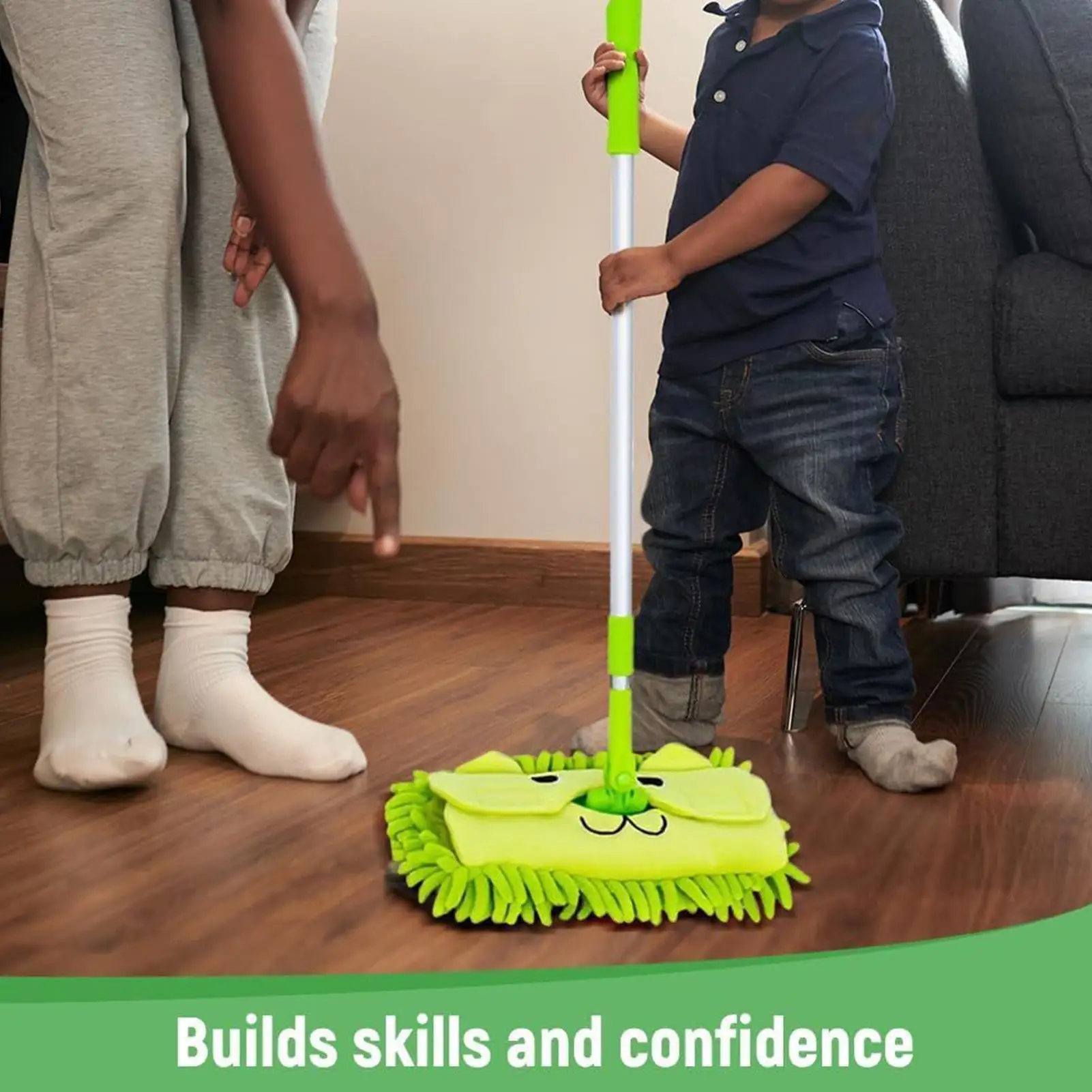 Mop For Kids Detachable Telescopic Rotatable Funny Children Real Dust Mop Pretend Toys For Boys Girls Early Childhood