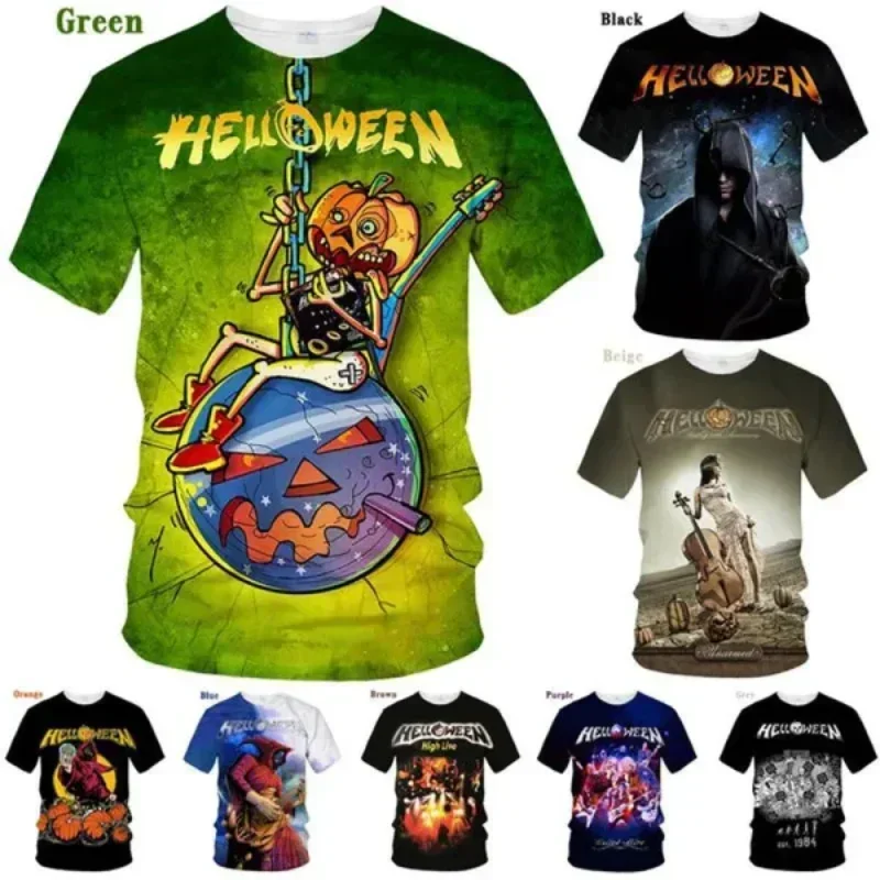 Camiseta con estampado 3D de banda de Rock Heavy Metal para hombre, ropa de moda Harajuku, Unisex, de gran tamaño