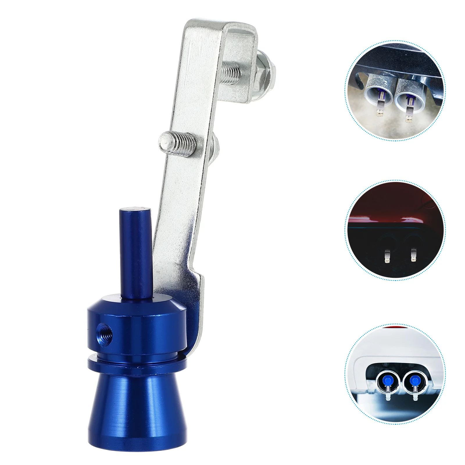 

Aluminum Car Sound Whistle Turbo Exhaust Simulator Blue Silver Tailpipe Blow Off Valve Simulator Light Durable