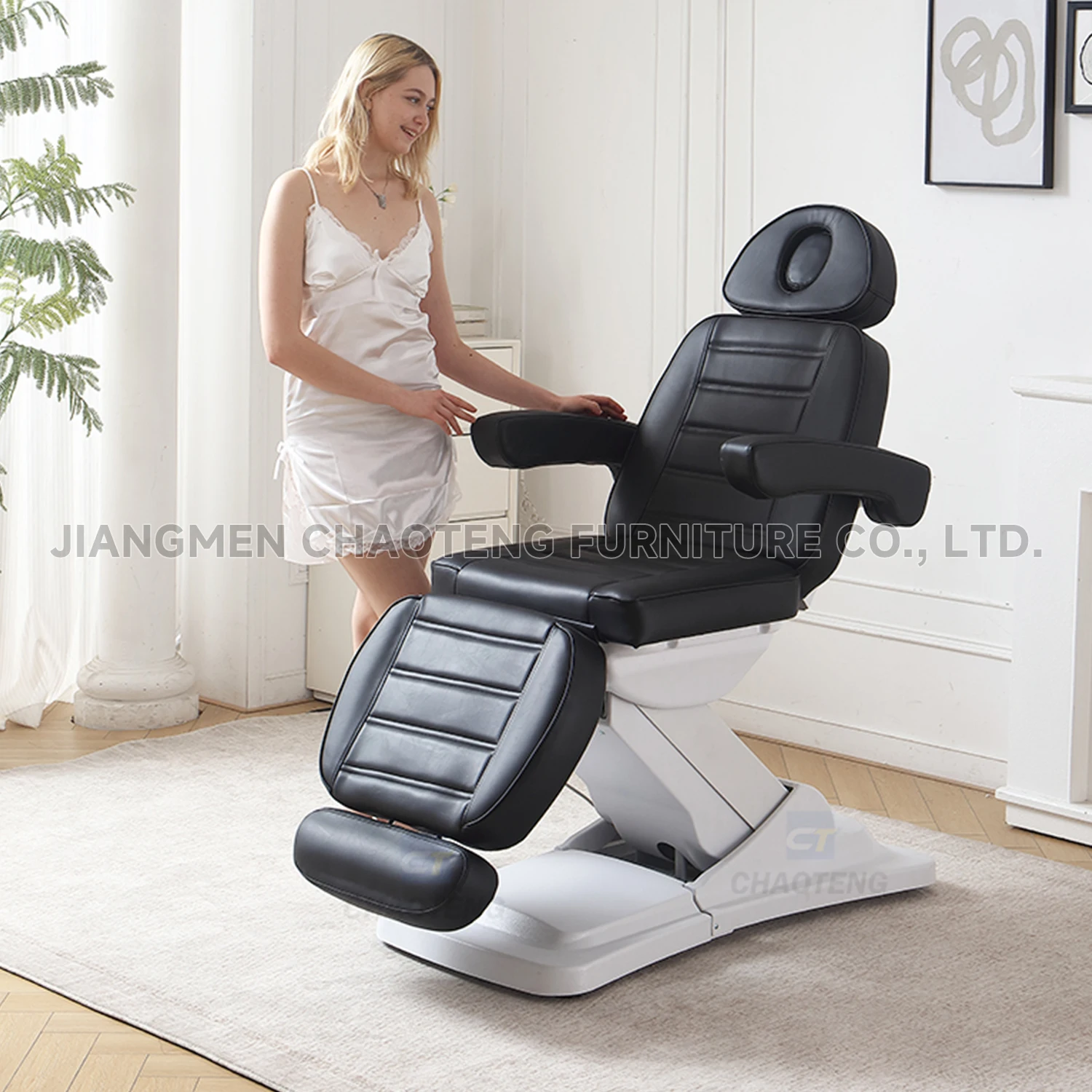 White Black Modern Salon Furniture Hydraulic Massage Table Adjustable Backrest Foldable Design for Home Spa Beauty Salon Use