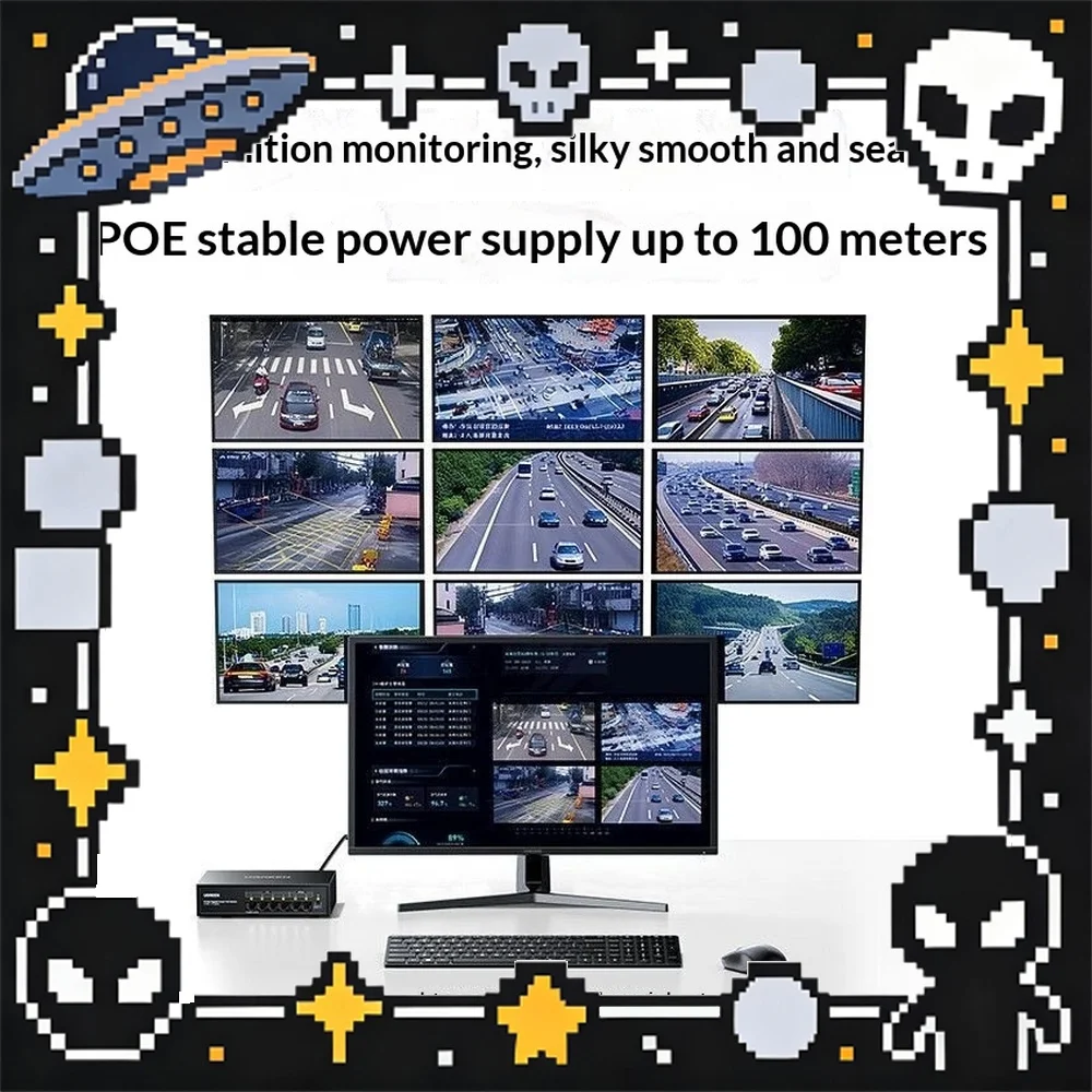 UGREEN CM941 POE Switch 6 Port Gigabit 4 POE 2 Uplink 42W VLAN for IP Camera Security Network