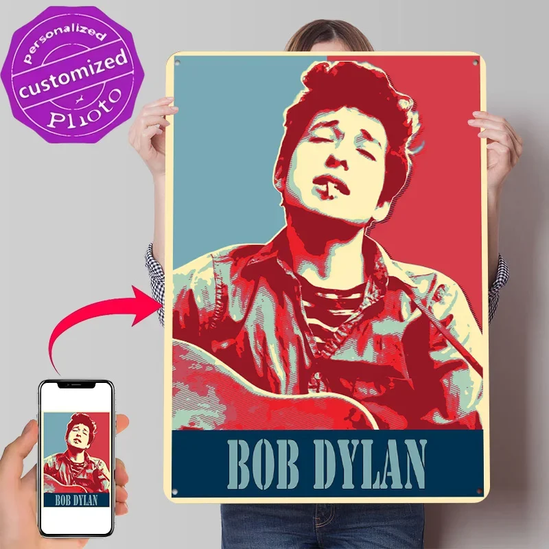 Bob Dylan 3D Texture Metal Poster Customized Wall Art Tin Sign Gift for Mancave Interior Accessories Room Decoration Items House