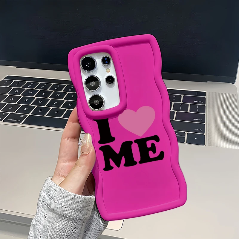Love Me Fashion Wave Cassa Del Telefono Per Samsung Galaxy S21 S22 S23 FE S24 S25 PLUS ULTRA Morbida Protettiva Macaron Copertura