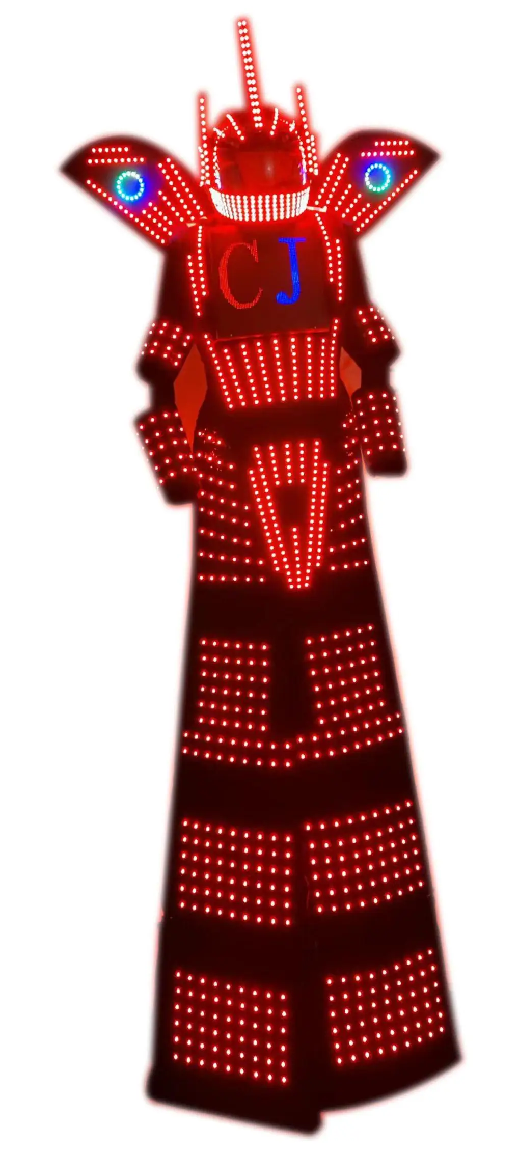 RGB Color-Changing Pixel LED Light-Up Stilt Robot Costume Event Cosplay Set Men's Performance Costume with Cool Helmet