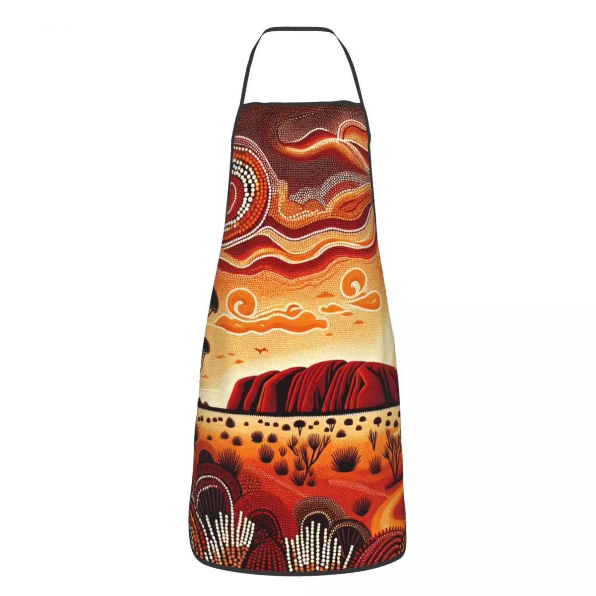 Custom Australian Aboriginal Art Funny Apron Uluru Sunset Adult Unisex Kitchen Chef Bib Tablier Cuisine Cooking Baking Painting