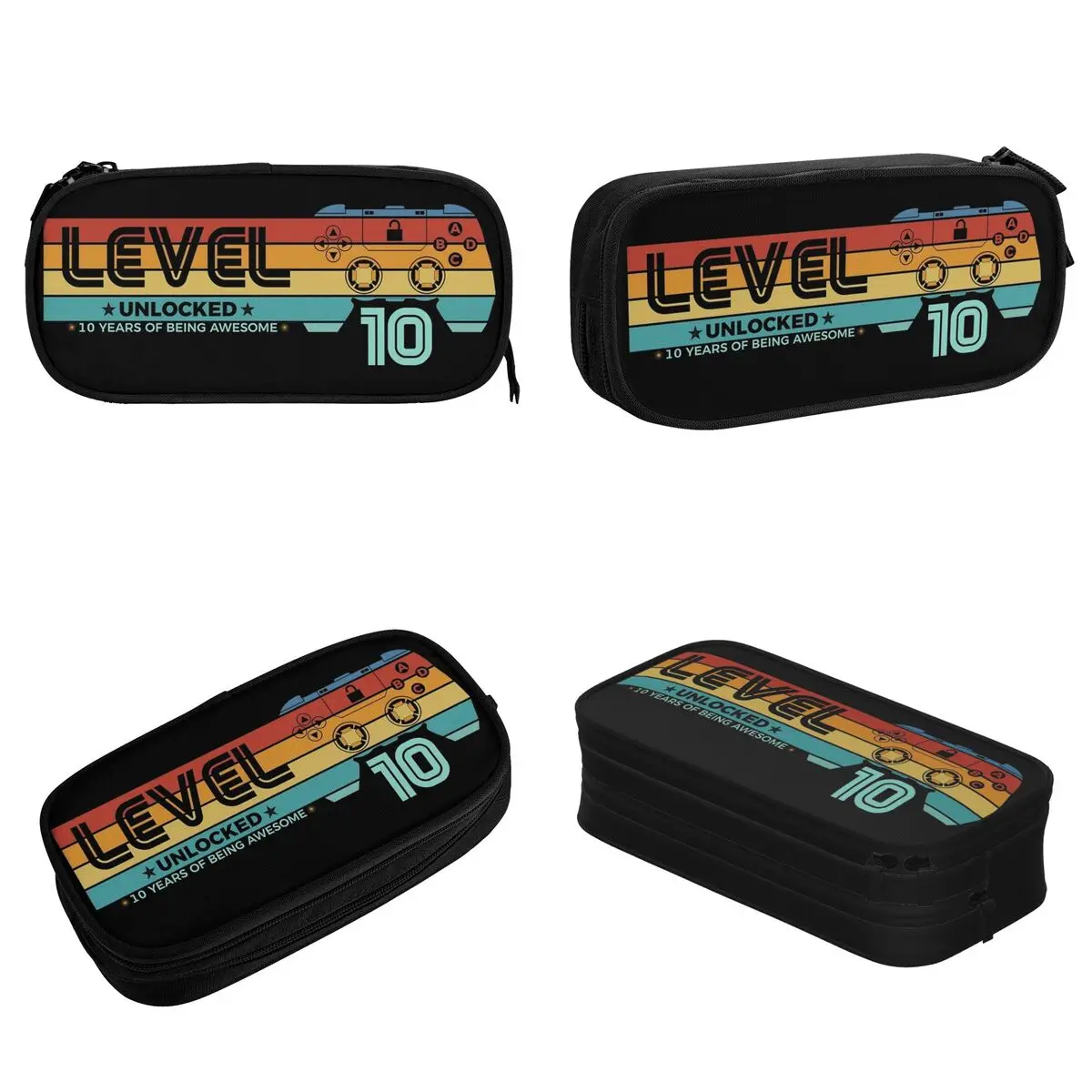 Level 10 Unlocked Official Preteen 10th Birthday Gamer Pencil Cases Pencil Pouch Pen Box Student Big Bags School Supplies Gifts