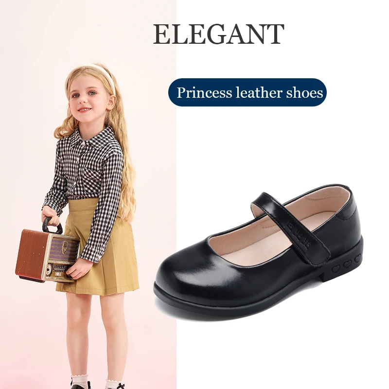 

Elegant girls velcro leather shoes for all seasons, stylish and comfortable, easy to clean, anti-slippery,for school,daily use.