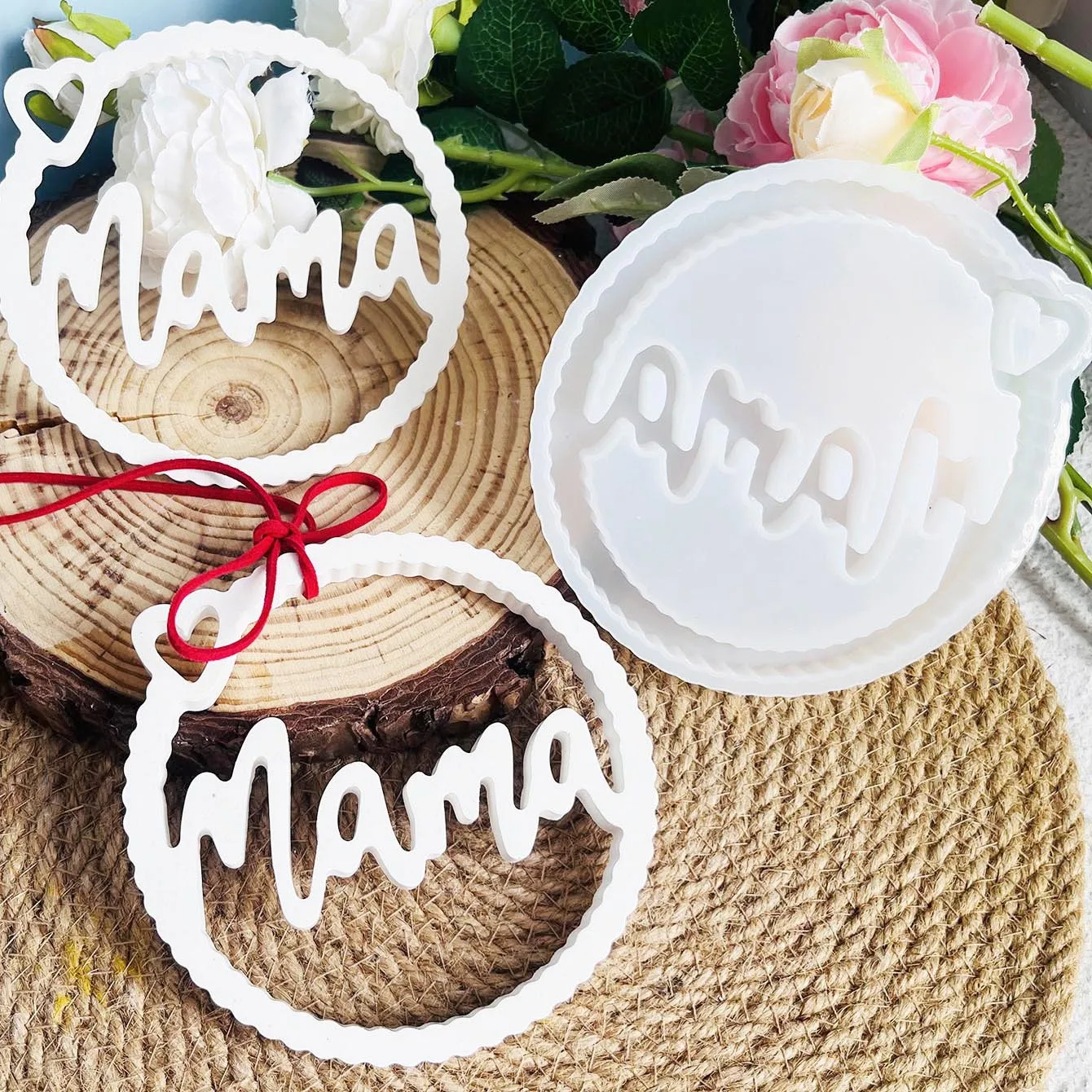 Circle Mother Silicone Mold Mother's Day Pendant Tag Moulds DIY Chocolate Handmade Plaster Resin Gypsum Mould Kitchen Accessorie