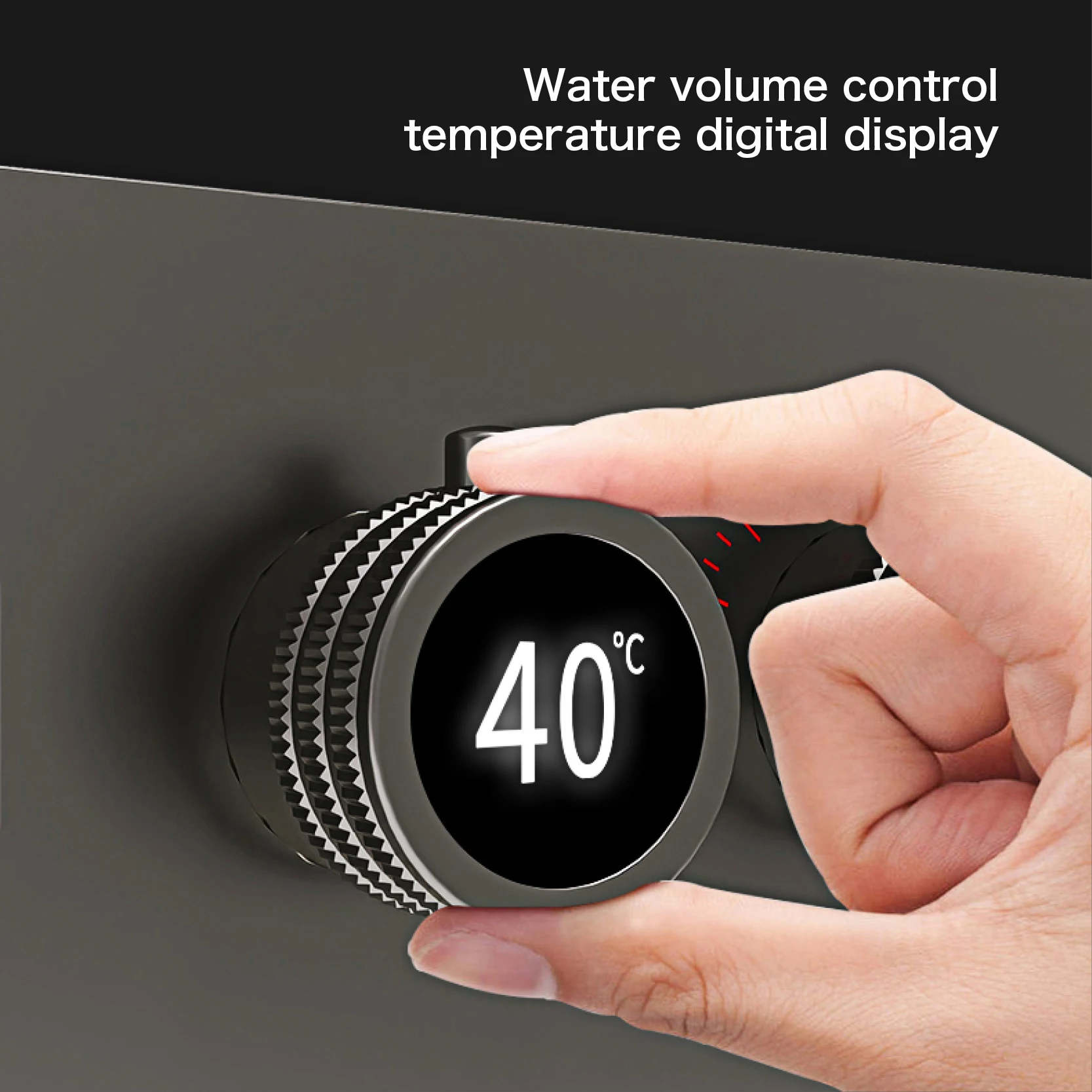 Luxury gun gray brass shower system with ceiling design Hidden LED digital display Dual control of Hot & Cold bathroom Faucet