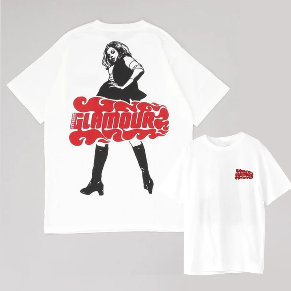 Gothic Print T-shirt Y2K Aesthetic Short Sleevle Vest Tee Harajuku Street White Women Fashion Unisex Clothes Emo Girl 2000s Tops
