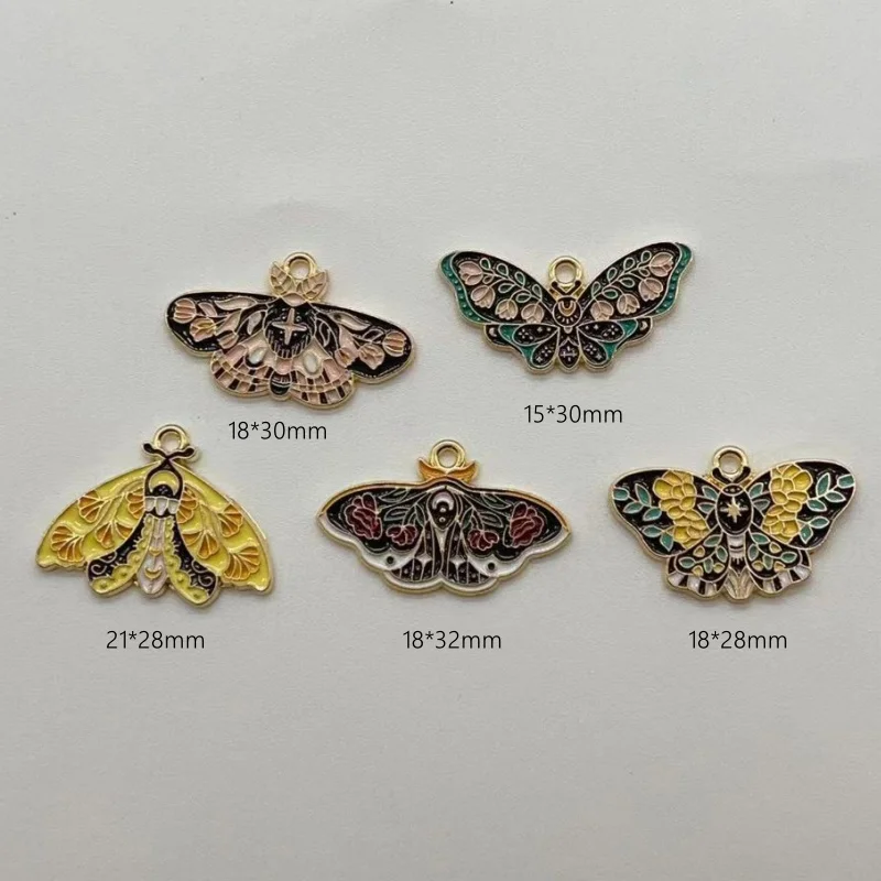 10pcs Butterfly Moth Alloy Pendants Colorful Enamel Insect Butterfly Charms For DIY Pendant Earring Necklace Jewelry Accessories