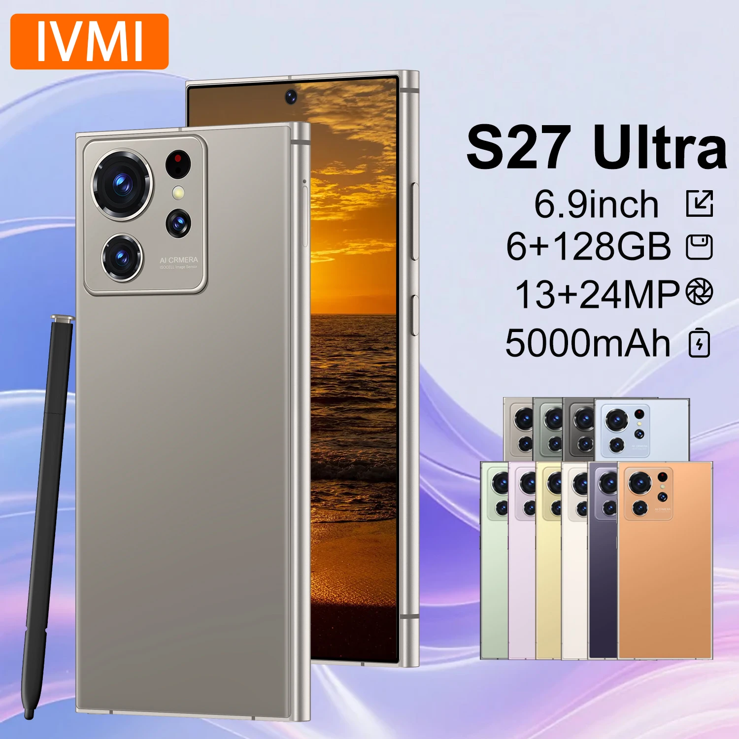 IVMI Unlocks the global S 27 Ultra smart phone Android 12 6GB+128GB big screen 4G dual-card Google Play phone