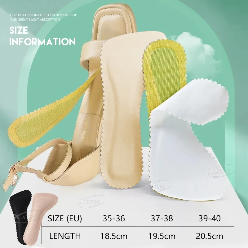 Plantillas de tacón alto absorbentes para mujer, plantillas de látex antideslizantes para zapatos, size35-40, 1 par, 2 pares