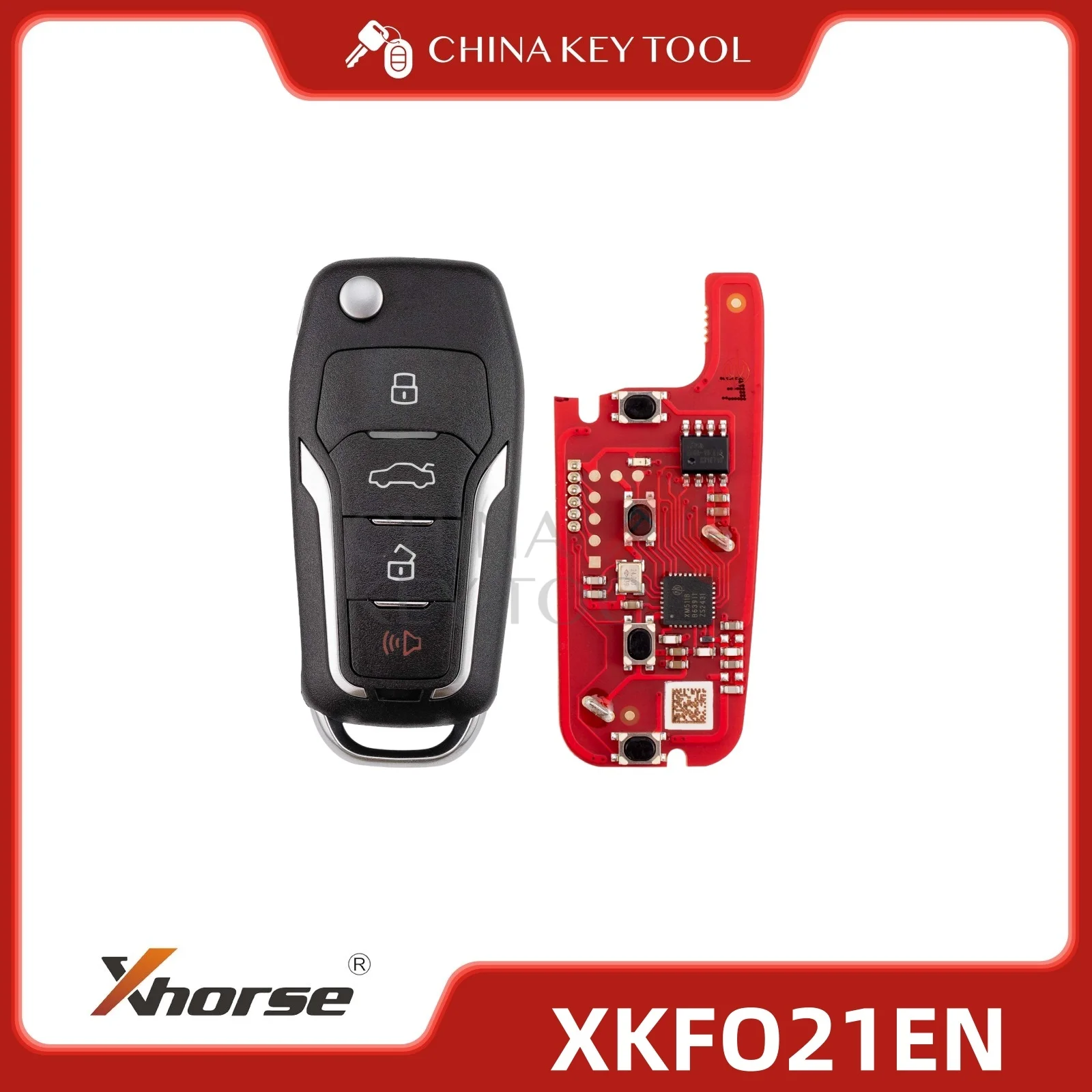 

Xhorse для Ford 2-го поколения, проводной дистанционный ключ, 4 кнопки, глобальная версия XKFO21EN