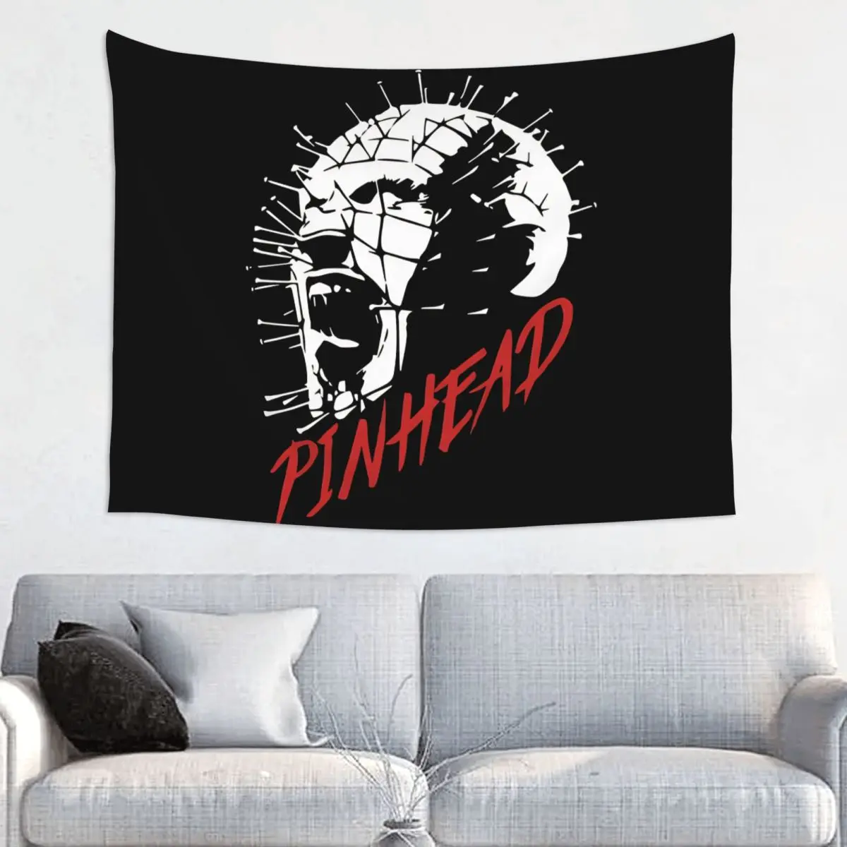 Horror Pinhead Movie Tapestry Wall Hanging Print Polyester Wall Tapestry Hellraiser Art Decoration Room Decor Wall Cloth