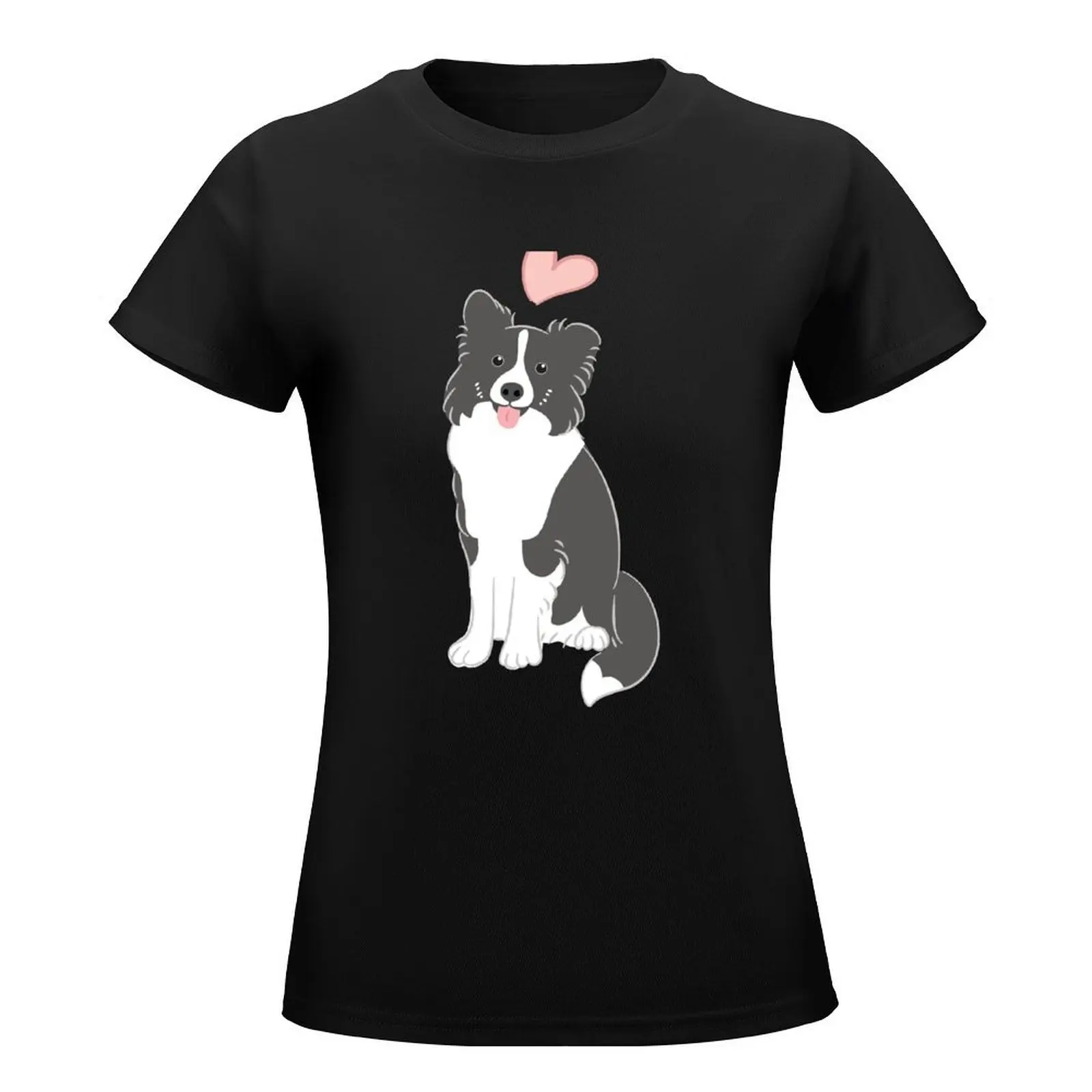 LOVE Border Collie - Black and White 3 T-Shirt kawaii clothes Aesthetic clothing quick-drying spring clothes Women 2024