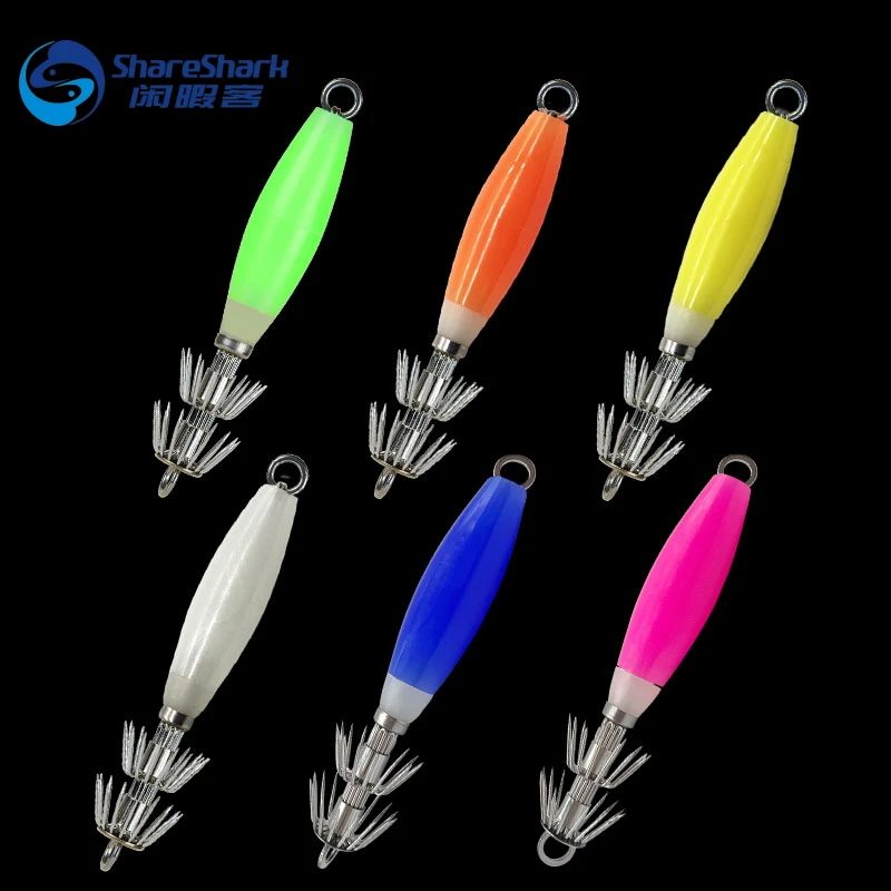 

Stainless Steel Luminous Squid Jig Fishing Hooks Saltwater 12cm14g Glow Octopus Jig Lures Hard Baits