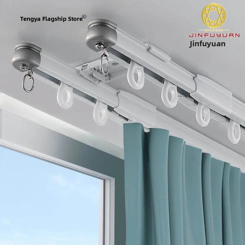 

Gold Rich Source Curtain Track Aluminum Alloy Retractable Single Double Straight Rail Silent Slide Rod Window Treatment Parts